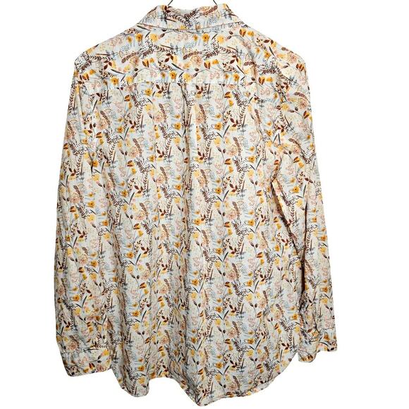 Garnet Hill Autumn Floral Button-Up Shirt 14 Organic‎ Cotton Business Festival - Picture 6 of 8